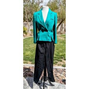 VTG Peabody House Sz 5/6 Green Wool Blend Blazer Jacket+Briggs Pants 2pc Set EUC